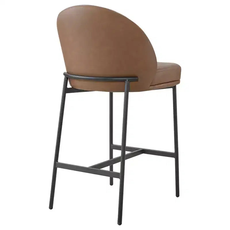 Sgabello da bancone con schienale ad arco e gambe in metallo, imbottito, 1 posto – Nero/Marrone/Crema/Verde
