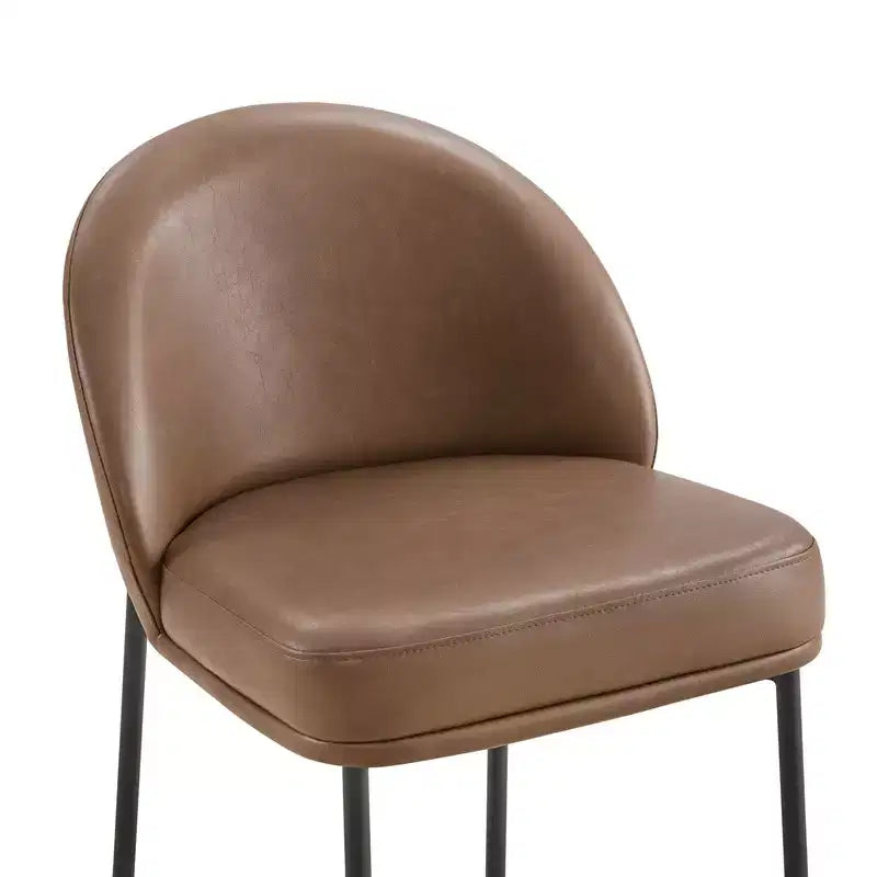 Sgabello da bancone con schienale ad arco e gambe in metallo, imbottito, 1 posto – Nero/Marrone/Crema/Verde