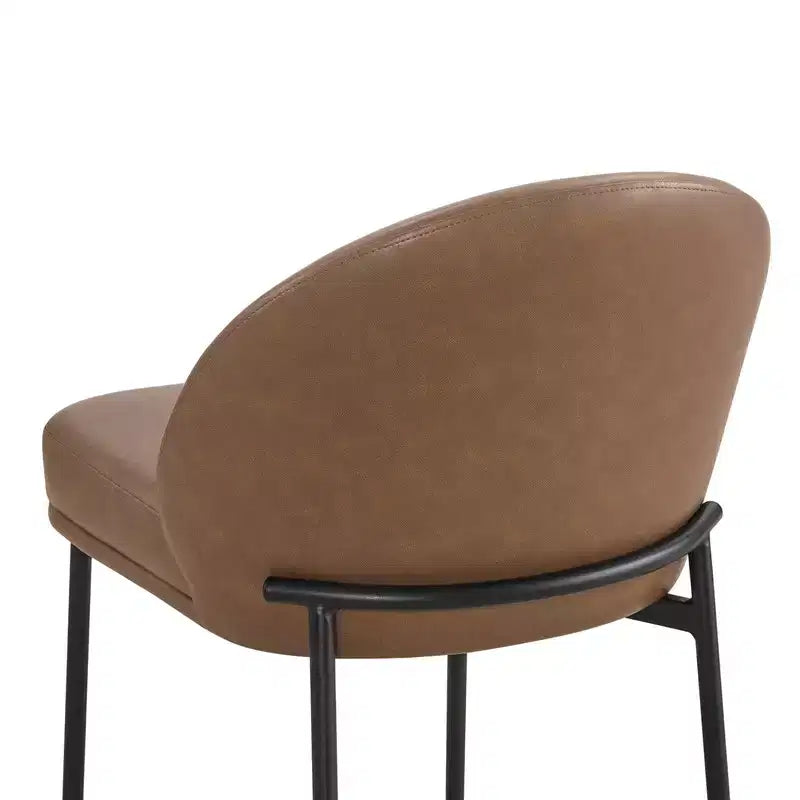 Sgabello da bancone con schienale ad arco e gambe in metallo, imbottito, 1 posto – Nero/Marrone/Crema/Verde