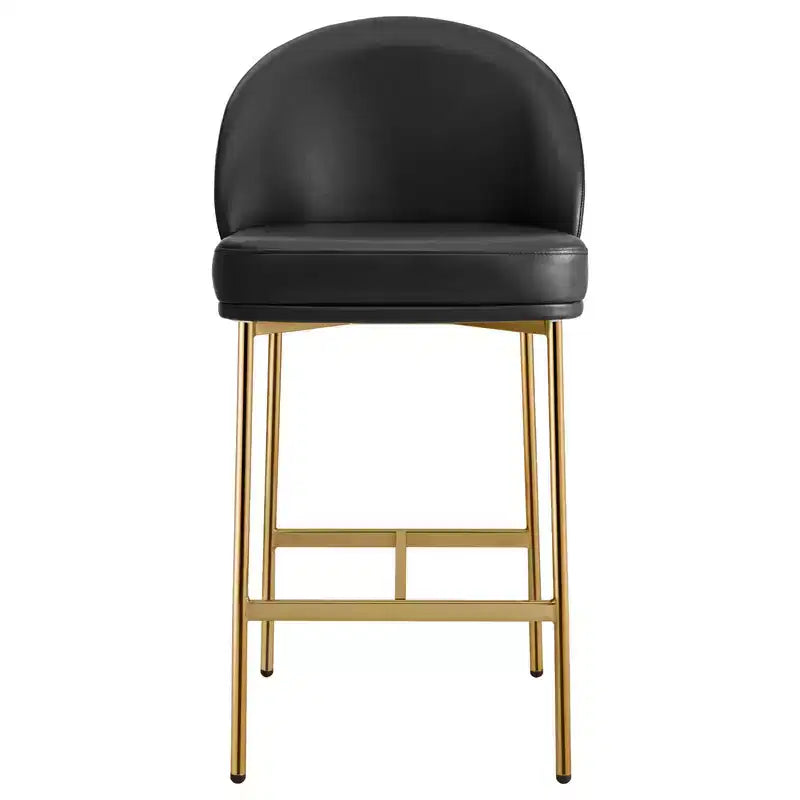 Sgabello da bancone con schienale ad arco e gambe in metallo, imbottito, 1 posto – Nero/Marrone/Crema/Verde