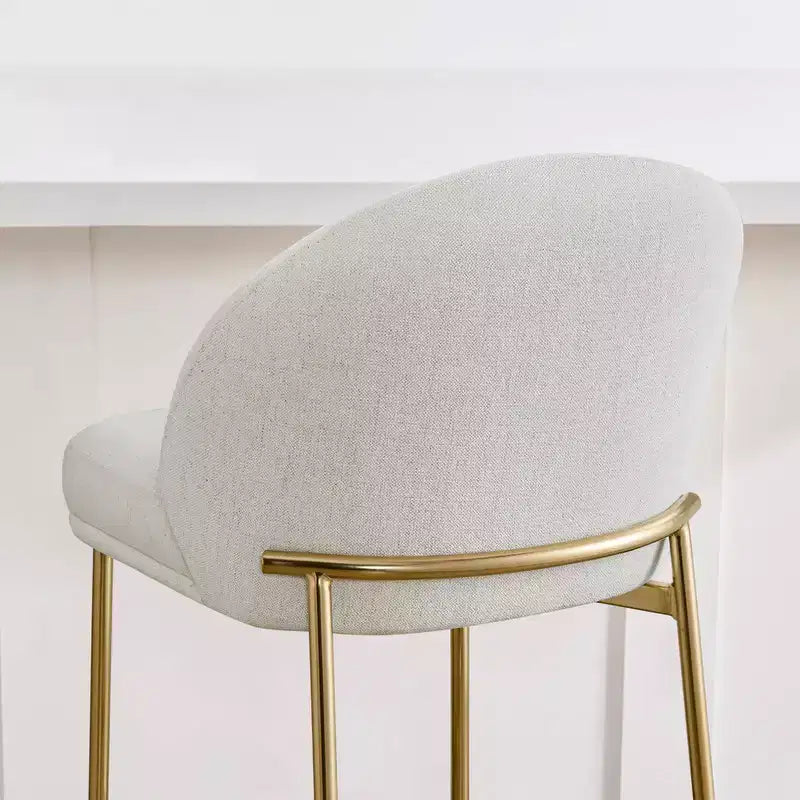 Sgabello da bancone con schienale ad arco e gambe in metallo, imbottito, 1 posto – Nero/Marrone/Crema/Verde