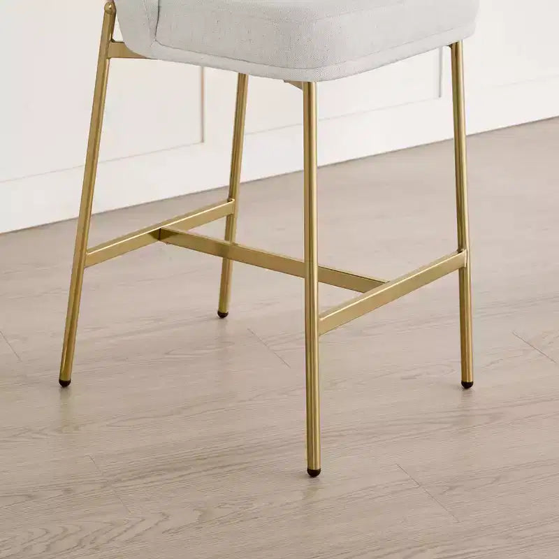 Sgabello da bancone con schienale ad arco e gambe in metallo, imbottito, 1 posto – Nero/Marrone/Crema/Verde