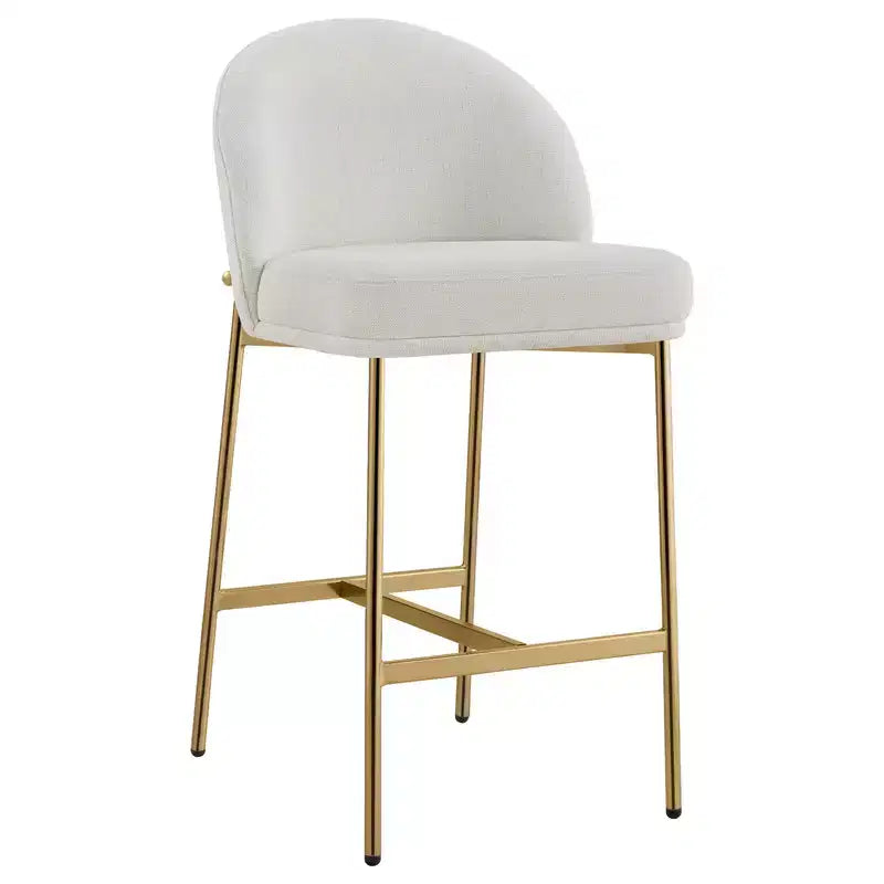 Sgabello da bancone con schienale ad arco e gambe in metallo, imbottito, 1 posto – Nero/Marrone/Crema/Verde