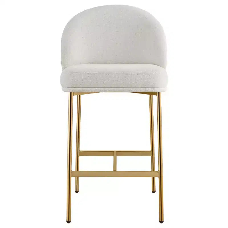 Sgabello da bancone con schienale ad arco e gambe in metallo, imbottito, 1 posto – Nero/Marrone/Crema/Verde