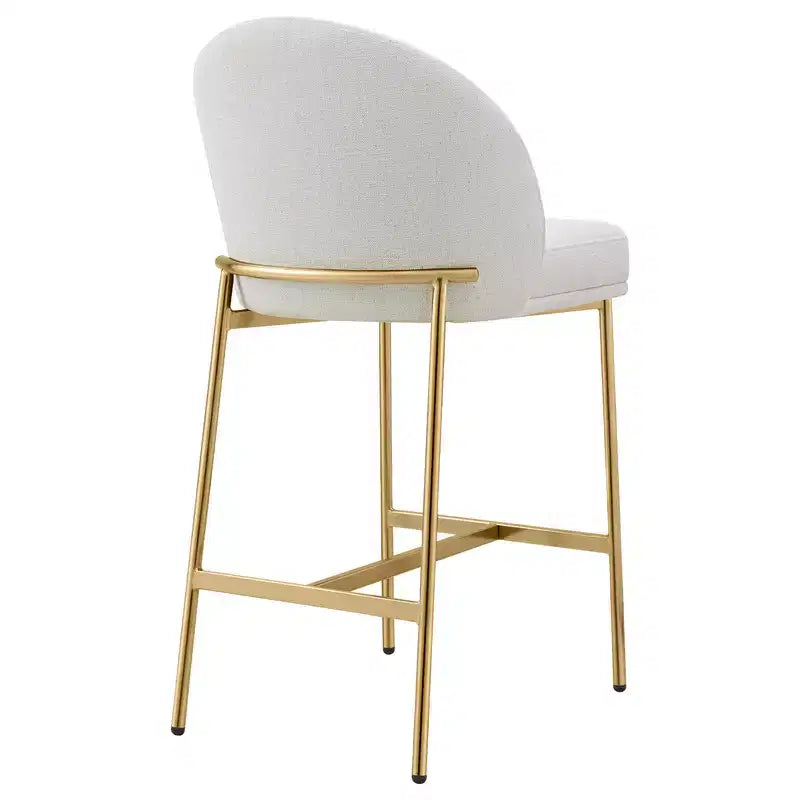 Sgabello da bancone con schienale ad arco e gambe in metallo, imbottito, 1 posto – Nero/Marrone/Crema/Verde