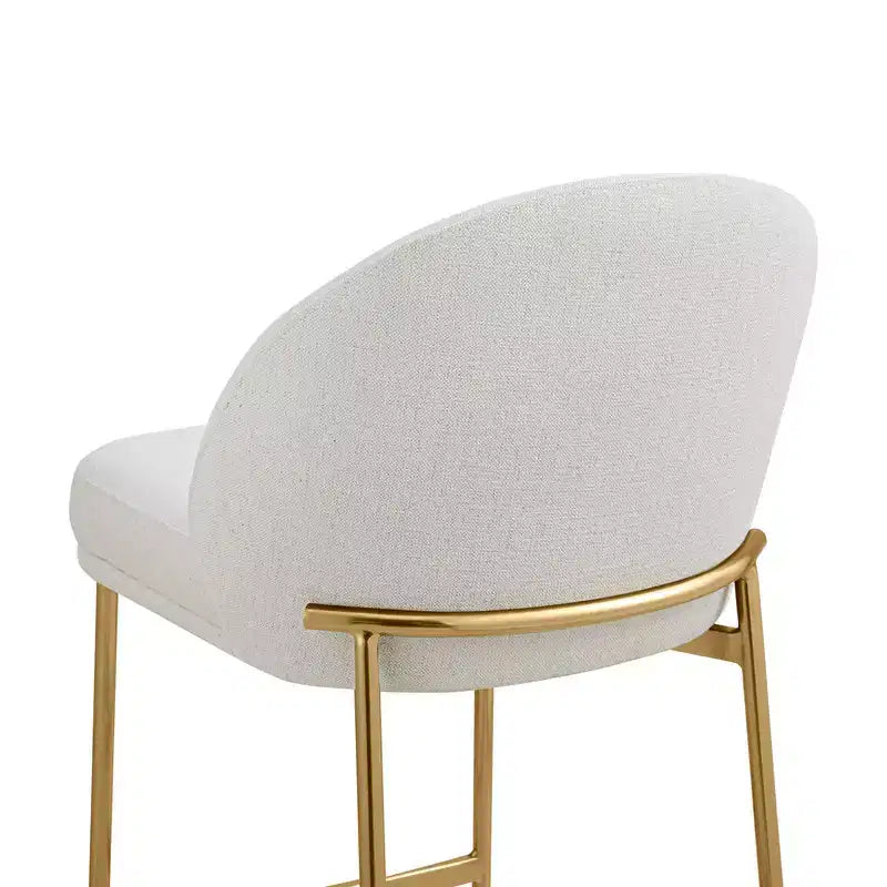 Sgabello da bancone con schienale ad arco e gambe in metallo, imbottito, 1 posto – Nero/Marrone/Crema/Verde
