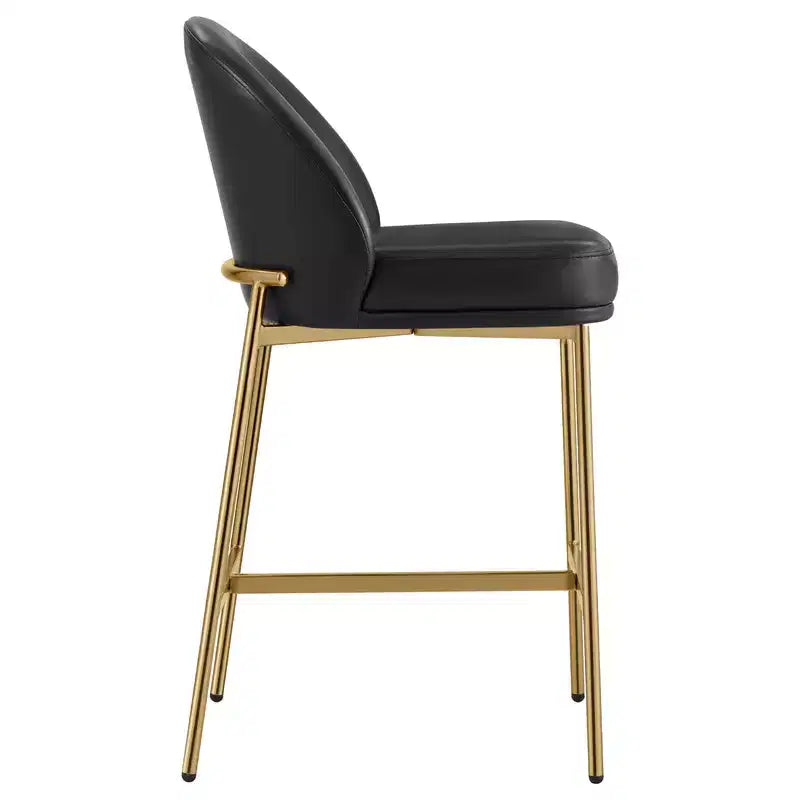 Sgabello da bancone con schienale ad arco e gambe in metallo, imbottito, 1 posto – Nero/Marrone/Crema/Verde