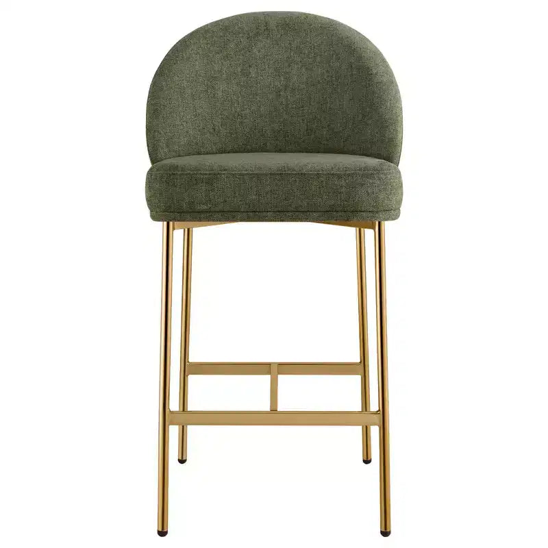 Sgabello da bancone con schienale ad arco e gambe in metallo, imbottito, 1 posto – Nero/Marrone/Crema/Verde