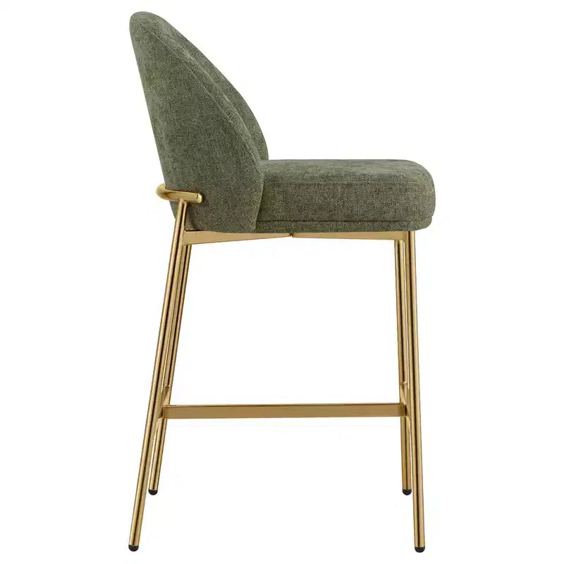 Sgabello da bancone con schienale ad arco e gambe in metallo, imbottito, 1 posto – Nero/Marrone/Crema/Verde