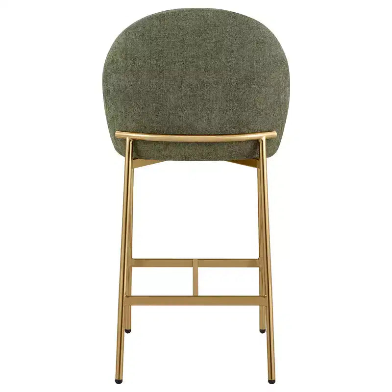 Sgabello da bancone con schienale ad arco e gambe in metallo, imbottito, 1 posto – Nero/Marrone/Crema/Verde