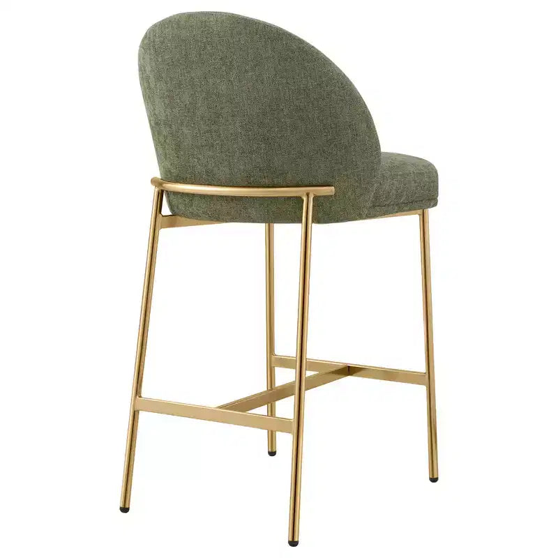 Sgabello da bancone con schienale ad arco e gambe in metallo, imbottito, 1 posto – Nero/Marrone/Crema/Verde