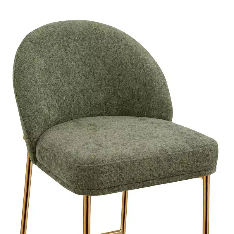 Sgabello da bancone con schienale ad arco e gambe in metallo, imbottito, 1 posto – Nero/Marrone/Crema/Verde
