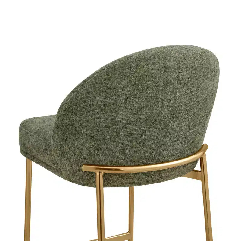 Sgabello da bancone con schienale ad arco e gambe in metallo, imbottito, 1 posto – Nero/Marrone/Crema/Verde