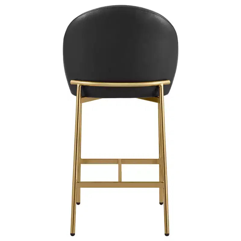 Sgabello da bancone con schienale ad arco e gambe in metallo, imbottito, 1 posto – Nero/Marrone/Crema/Verde