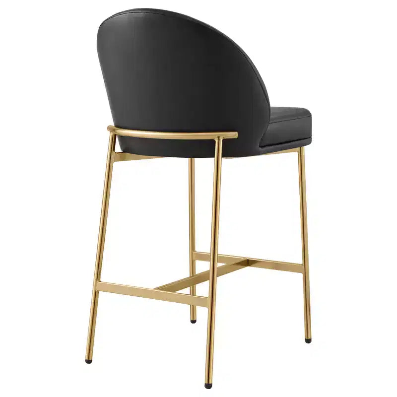 Sgabello da bancone con schienale ad arco e gambe in metallo, imbottito, 1 posto – Nero/Marrone/Crema/Verde