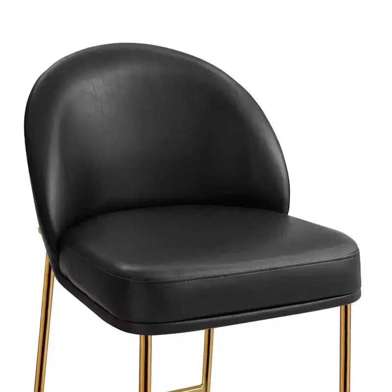Sgabello da bancone con schienale ad arco e gambe in metallo, imbottito, 1 posto – Nero/Marrone/Crema/Verde