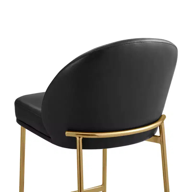Sgabello da bancone con schienale ad arco e gambe in metallo, imbottito, 1 posto – Nero/Marrone/Crema/Verde