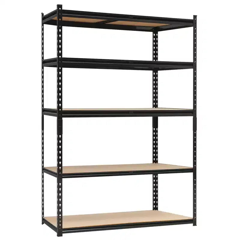 Scaffalatura in acciaio nera a 5 ripiani, 122×46×183 cm, Montaggio 1 persona
