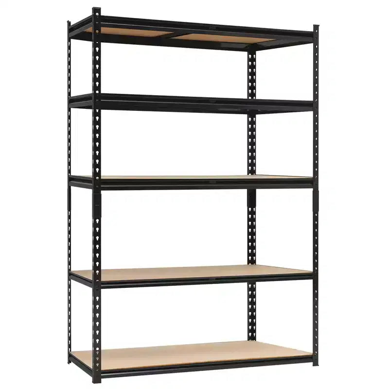 Scaffalatura in acciaio nera a 5 ripiani, 122×46×183 cm, Montaggio 1 persona