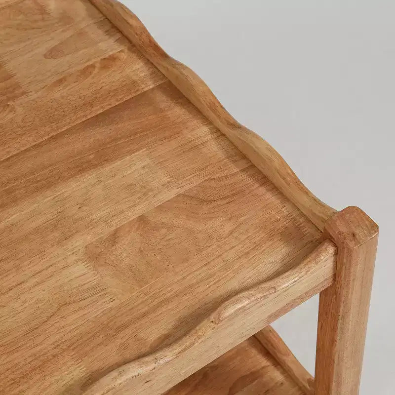 Tavolino da Caffè Rettangolare a 2 Livelli Marrone, Legno Massello di Gomma, Assemblaggio 1 Persona