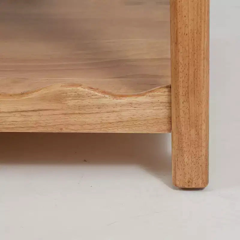 Tavolino da Caffè Rettangolare a 2 Livelli Marrone, Legno Massello di Gomma, Assemblaggio 1 Persona
