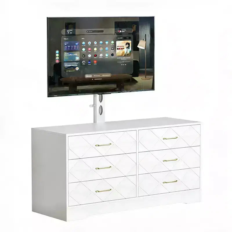 Comò/Mobile TV a 6 cassetti Bicolore con supporto regolabile in altezza