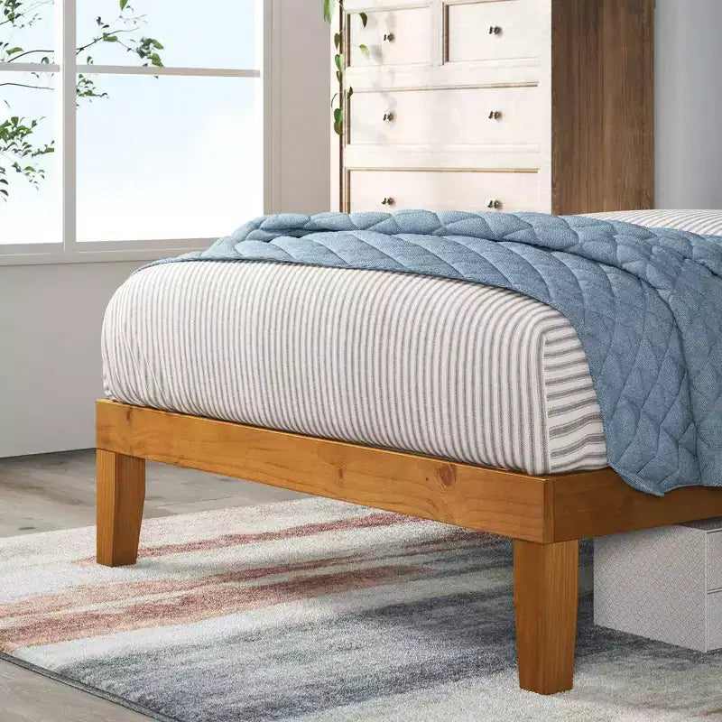 Struttura letto a piattaforma in legno naturale, senza testiera – Matrimoniale / Queen Size