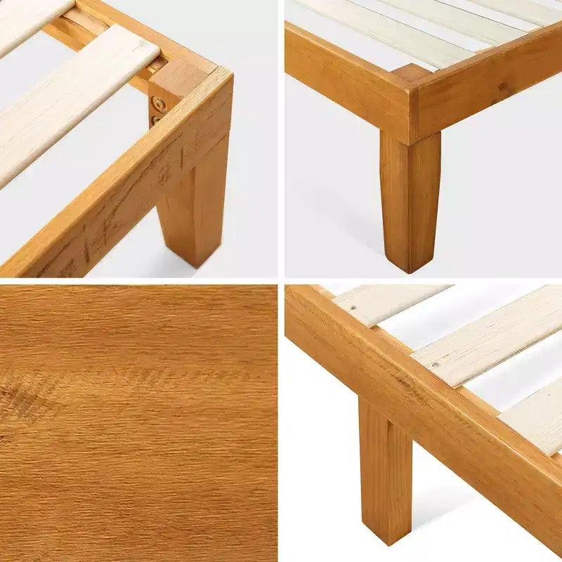 Struttura letto a piattaforma in legno naturale, senza testiera – Matrimoniale / Queen Size