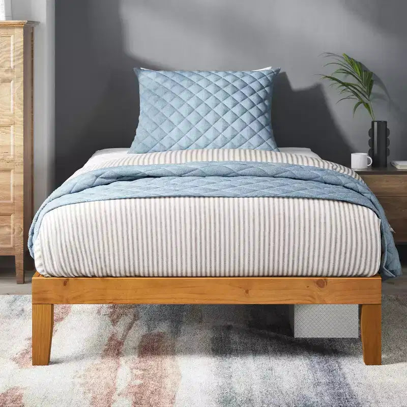 Struttura letto a piattaforma in legno naturale, senza testiera – Matrimoniale / Queen Size