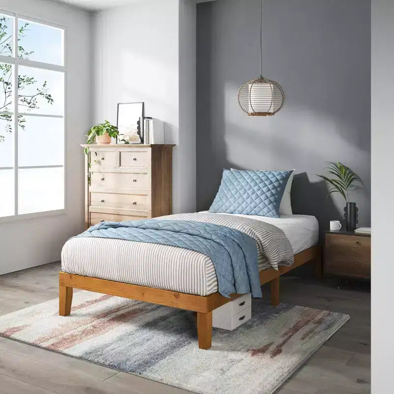 Struttura letto a piattaforma in legno naturale, senza testiera – Matrimoniale / Queen Size