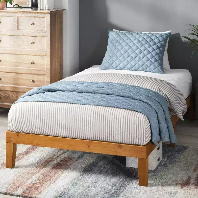 Struttura letto a piattaforma in legno naturale, senza testiera – Matrimoniale / Queen Size