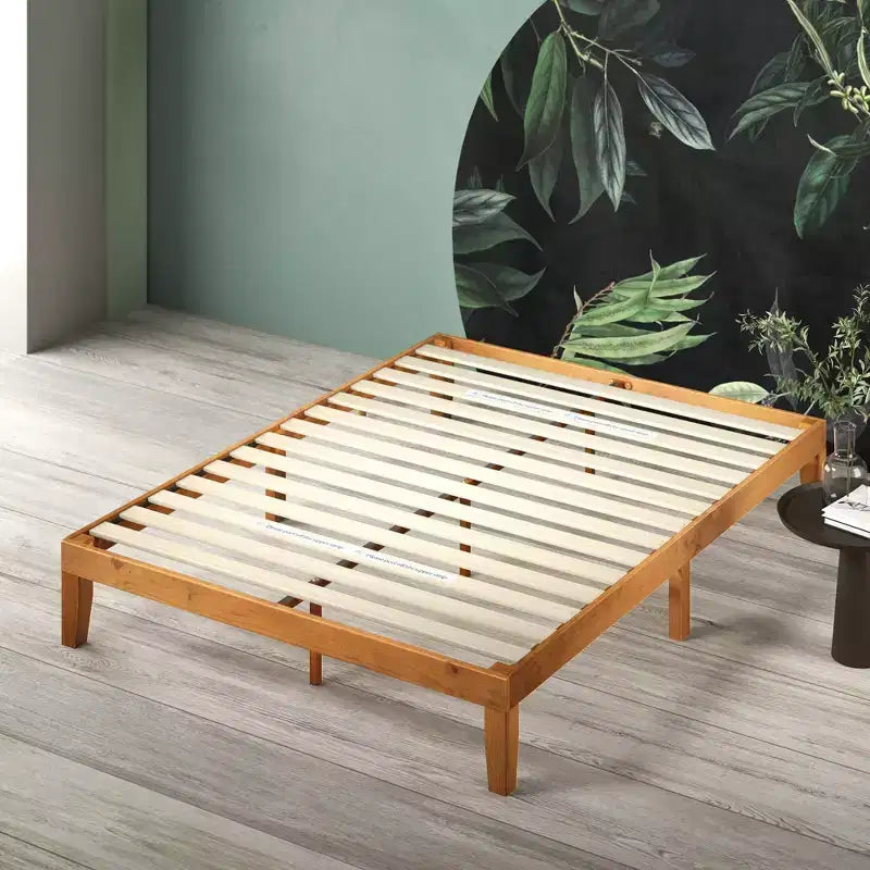 Struttura letto a piattaforma in legno naturale, senza testiera – Matrimoniale / Queen Size