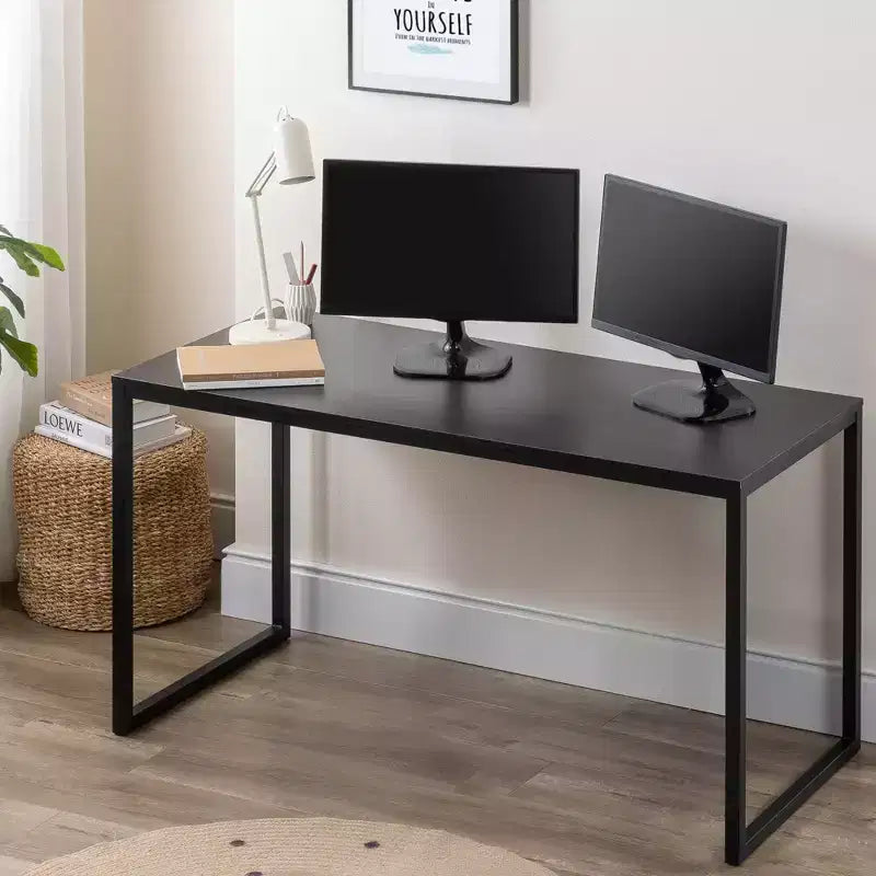 Scrivania con struttura in metallo Marrone / Bianca, 140 cm, 1 persona