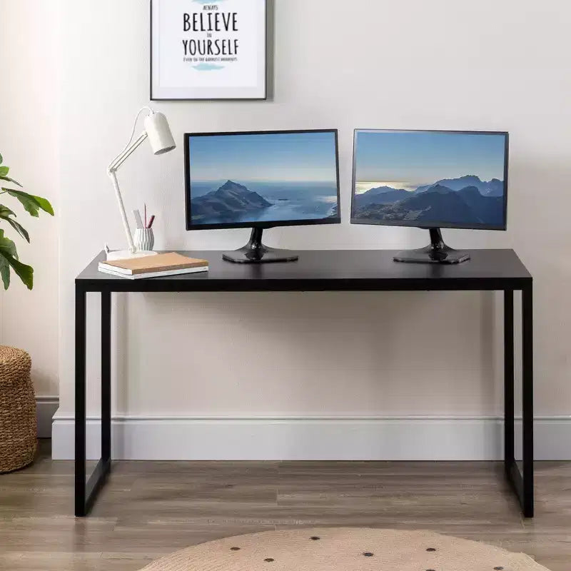 Scrivania con struttura in metallo Marrone / Bianca, 140 cm, 1 persona