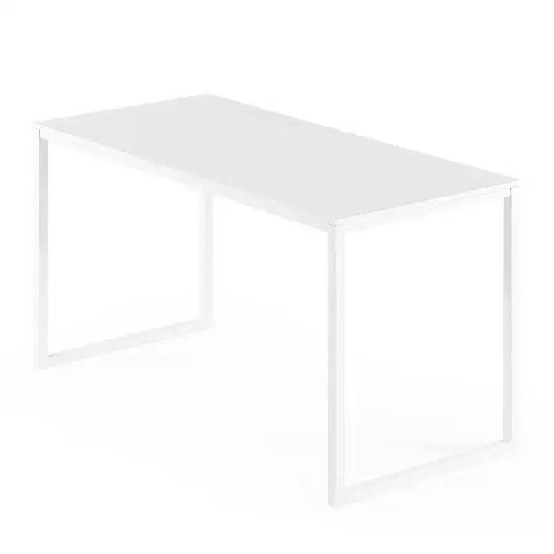 Scrivania con struttura in metallo Marrone / Bianca, 140 cm, 1 persona