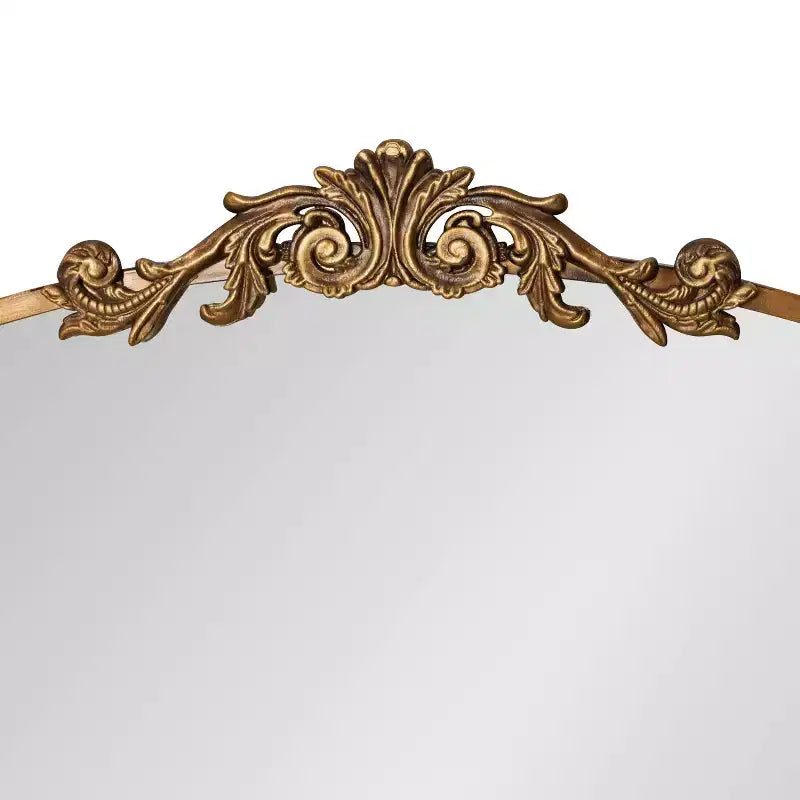 Specchio da parete ad arco nero/oro con mensola, cornice in metallo, 1 pezzo