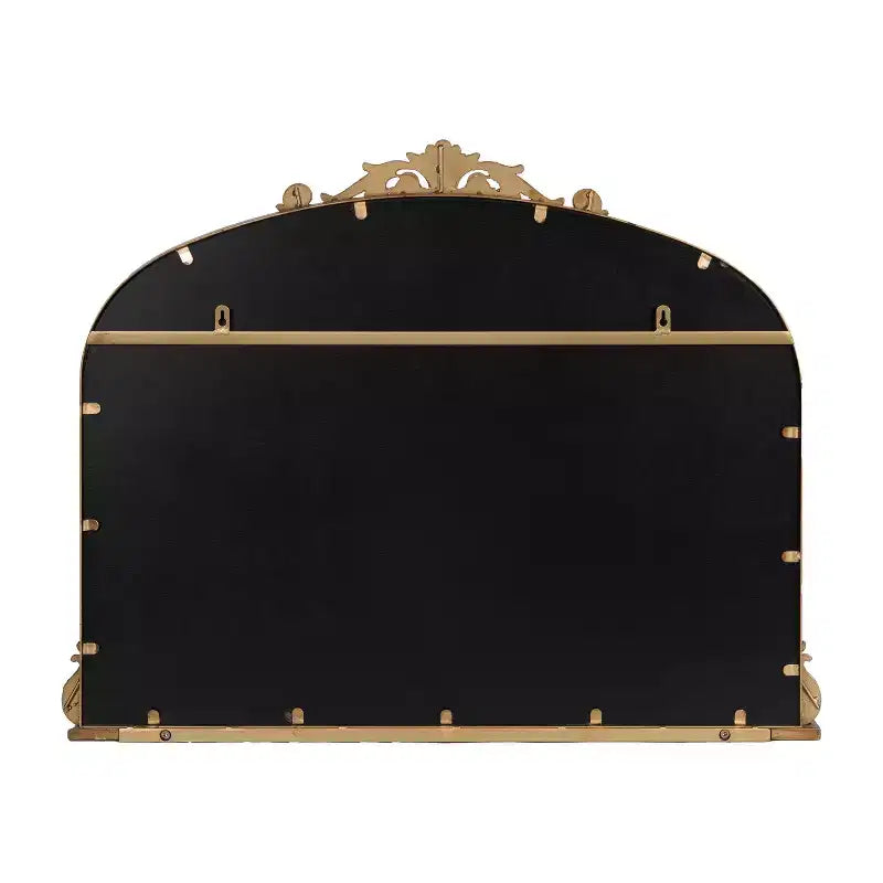 Specchio da parete ad arco nero/oro con mensola, cornice in metallo, 1 pezzo