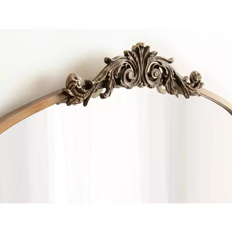 Specchio da parete ad arco nero/oro con mensola, cornice in metallo, 1 pezzo