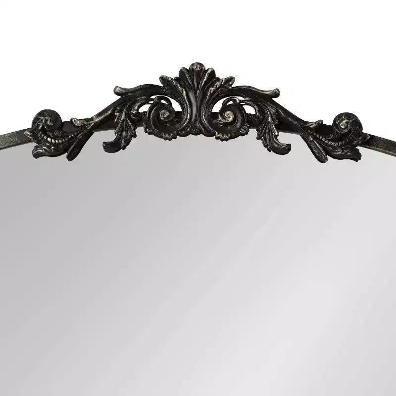 Specchio da parete ad arco nero/oro con mensola, cornice in metallo, 1 pezzo