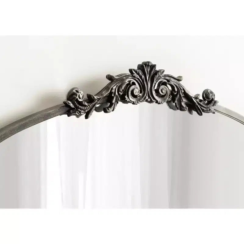 Specchio da parete ad arco nero/oro con mensola, cornice in metallo, 1 pezzo